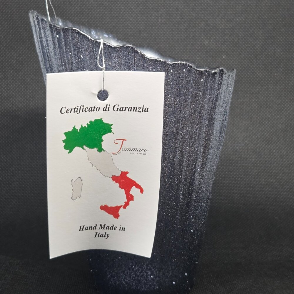 Murano Glass Hand Made in Italy Asymmetrical Vase - Grey Glitter - Picture 4 of 7